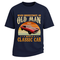 Old Man With Classic Car Graphic Short-Sleeve T-Shirt