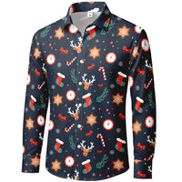 Festive Reindeer & Candy Canes Long-Sleeve Christmas Shirt