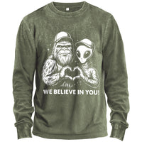 We Believe In You! Bigfoot & Alien Long-Sleeve Tee